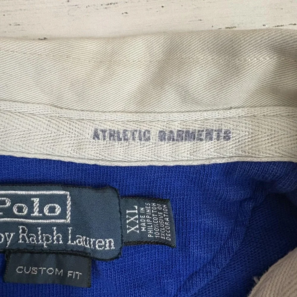Polo Ralph Lauren Custom Fit Rugby Polo Shirt 2XL Striped Colorblock Vintage